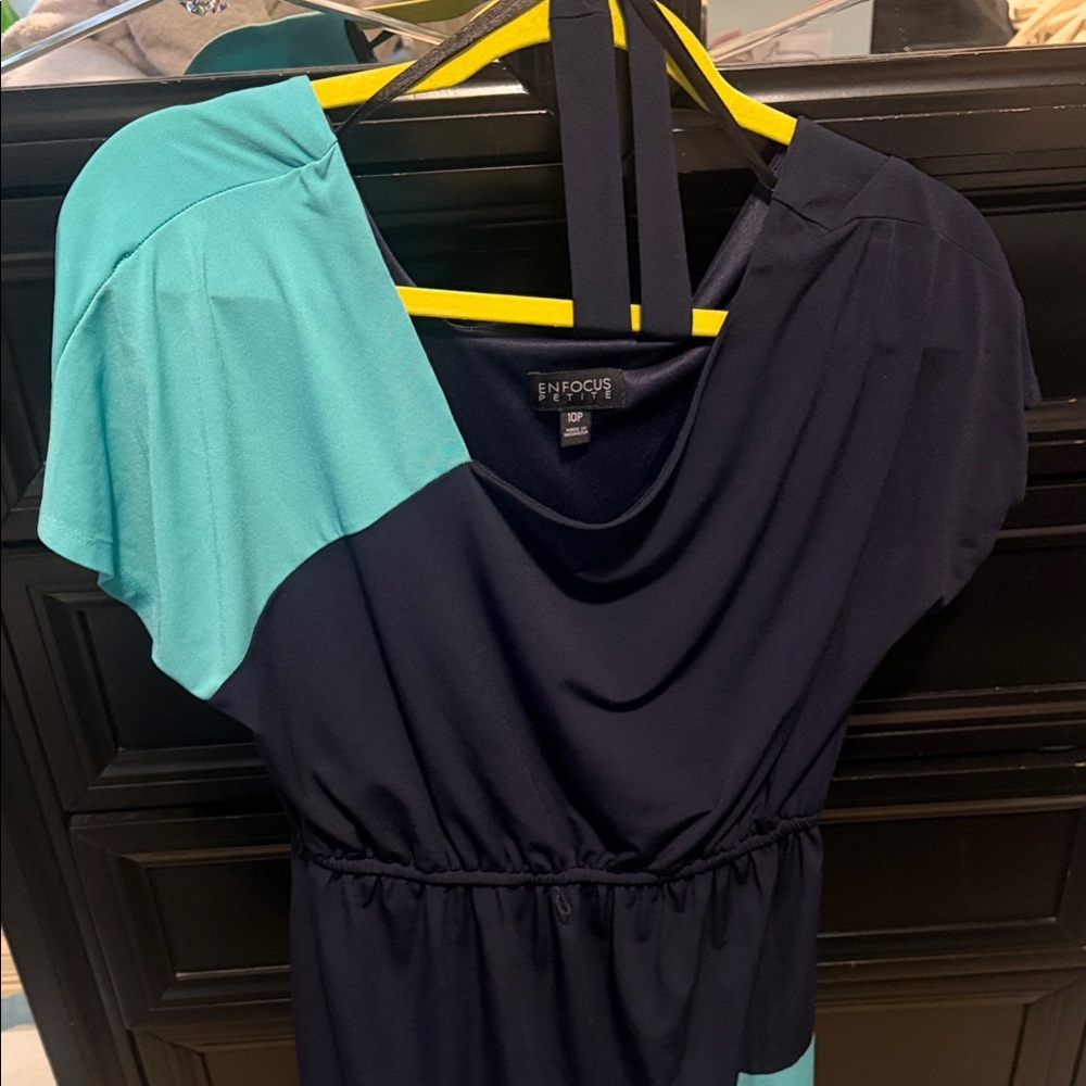 Enfocus Petite Navy and Teal Dress